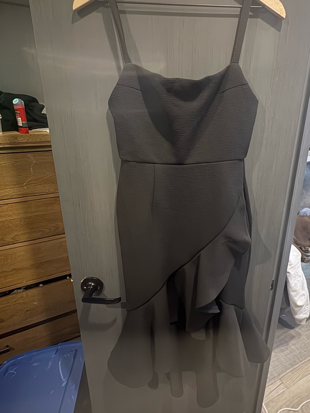 Black High-Low Ruffle Evening Dress